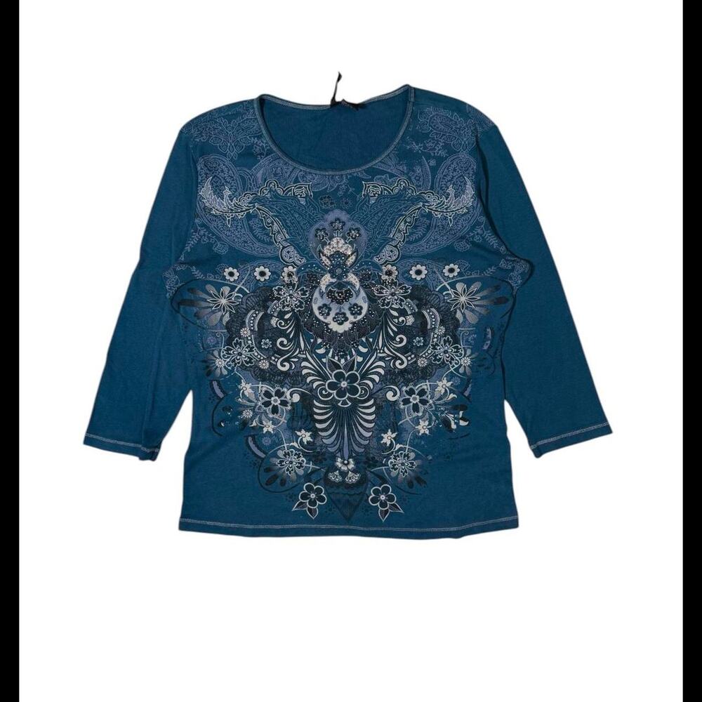 Blue paisley print long sleeve‎